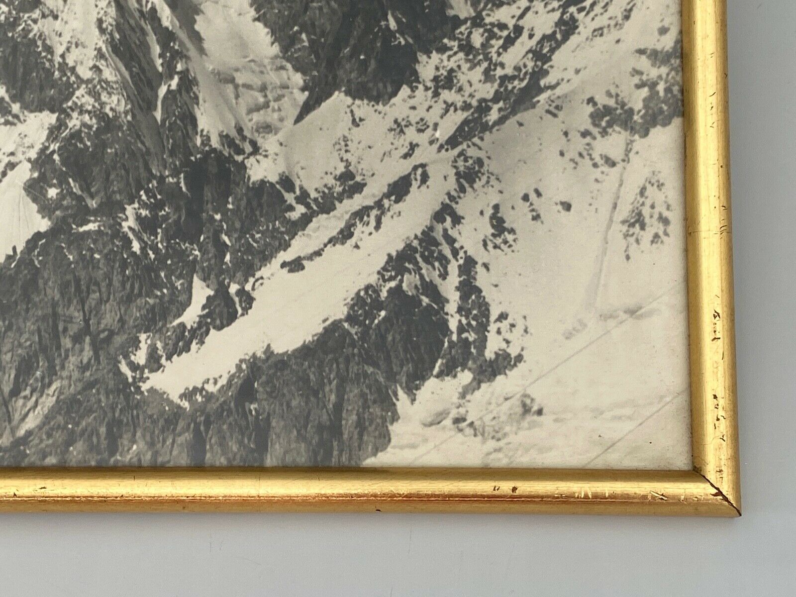 Old artistic photo in black and white Mountain Golden frame