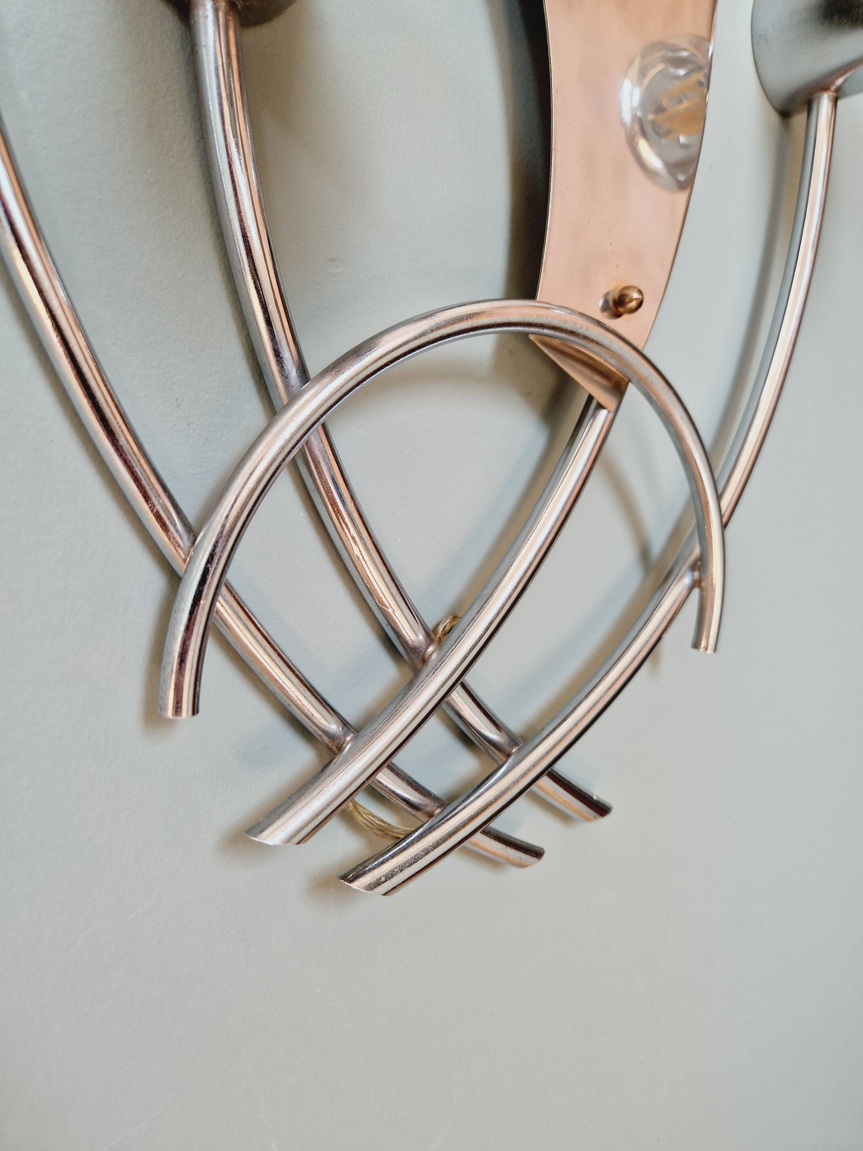 Vintage chrome metal wall light, 70s