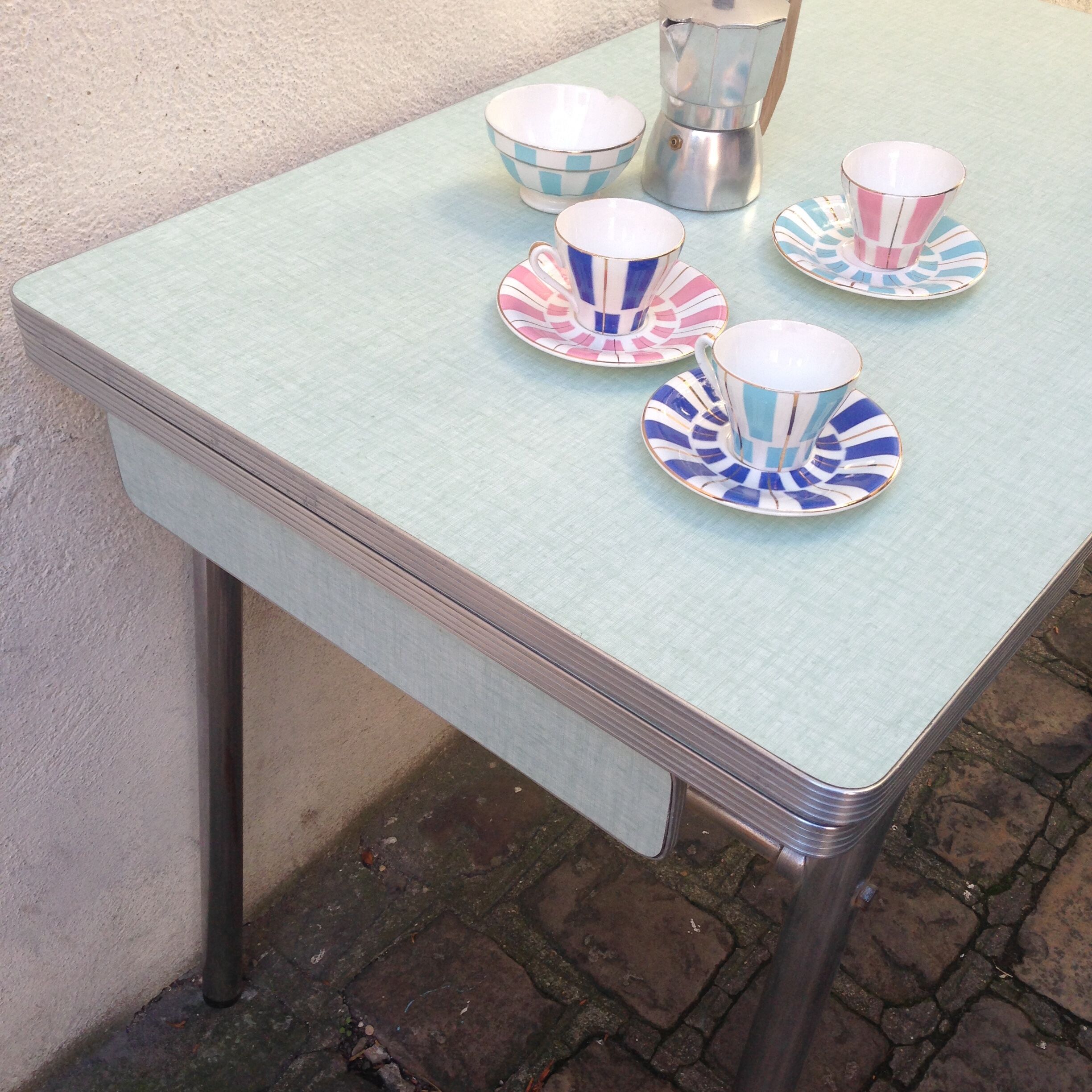 Mint green formica table