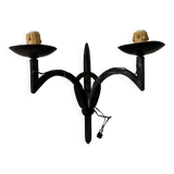 Wrought iron wall light with 2 lights