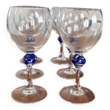 Set de 6 verre a vin luminarc made in france vintage verre avec boule en verre soufflé bleu