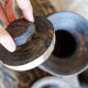 Large wooden Himachal pot n°2 (with lid)