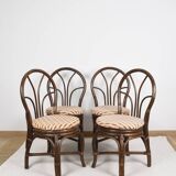 Set of 4 turned wicker chairs, vintage.