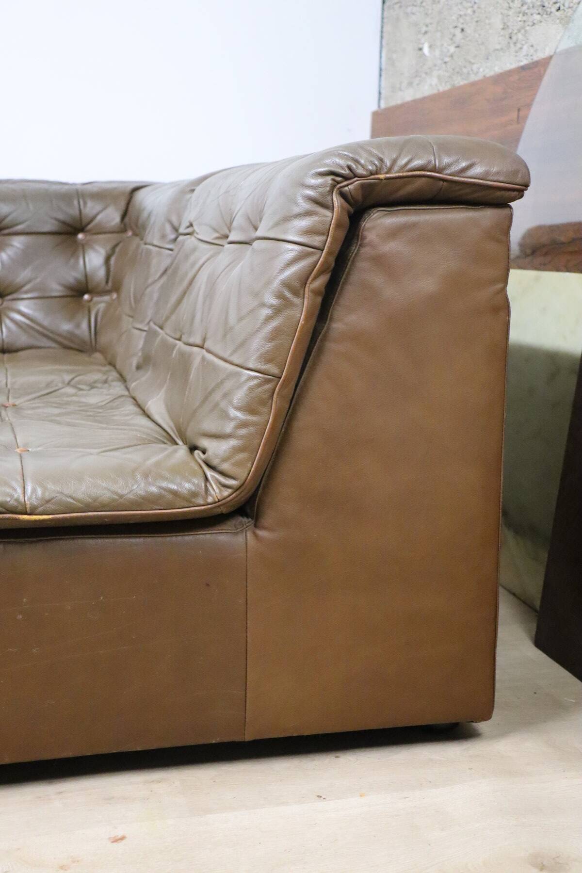 Vintage modular patchwork leather sofa, 1970s