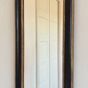 Antique French Louis Philippe full length mirror – black and gold, late 19th century