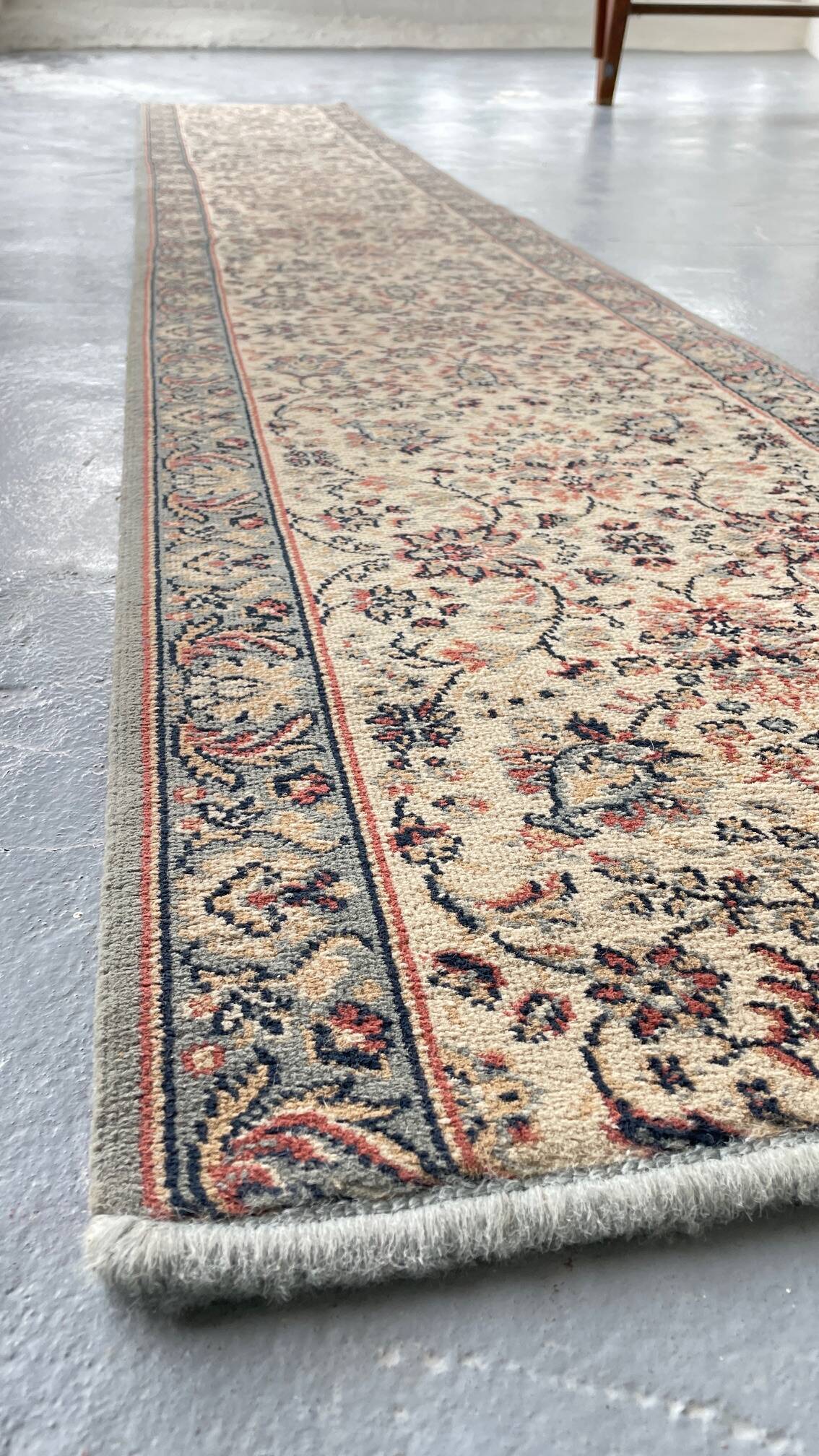 Vintage Beige Grey-Blue Runner Rug