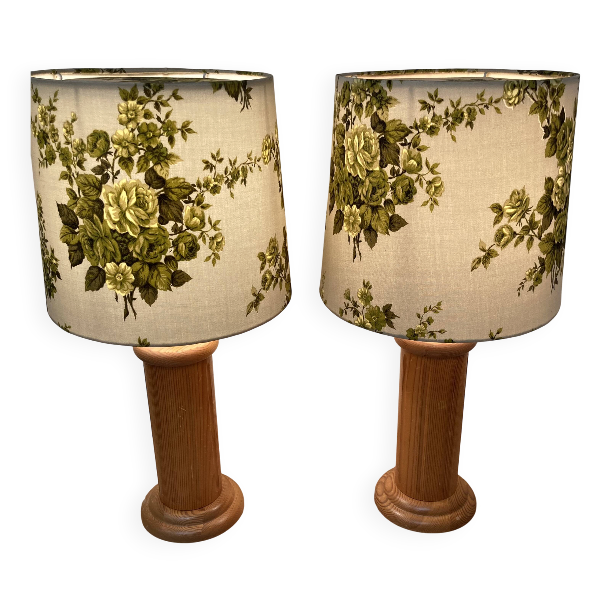 Pair of large pine lamps 1960 "scandinavian design".