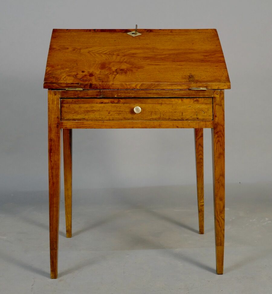 19th century natural wood sloping desk