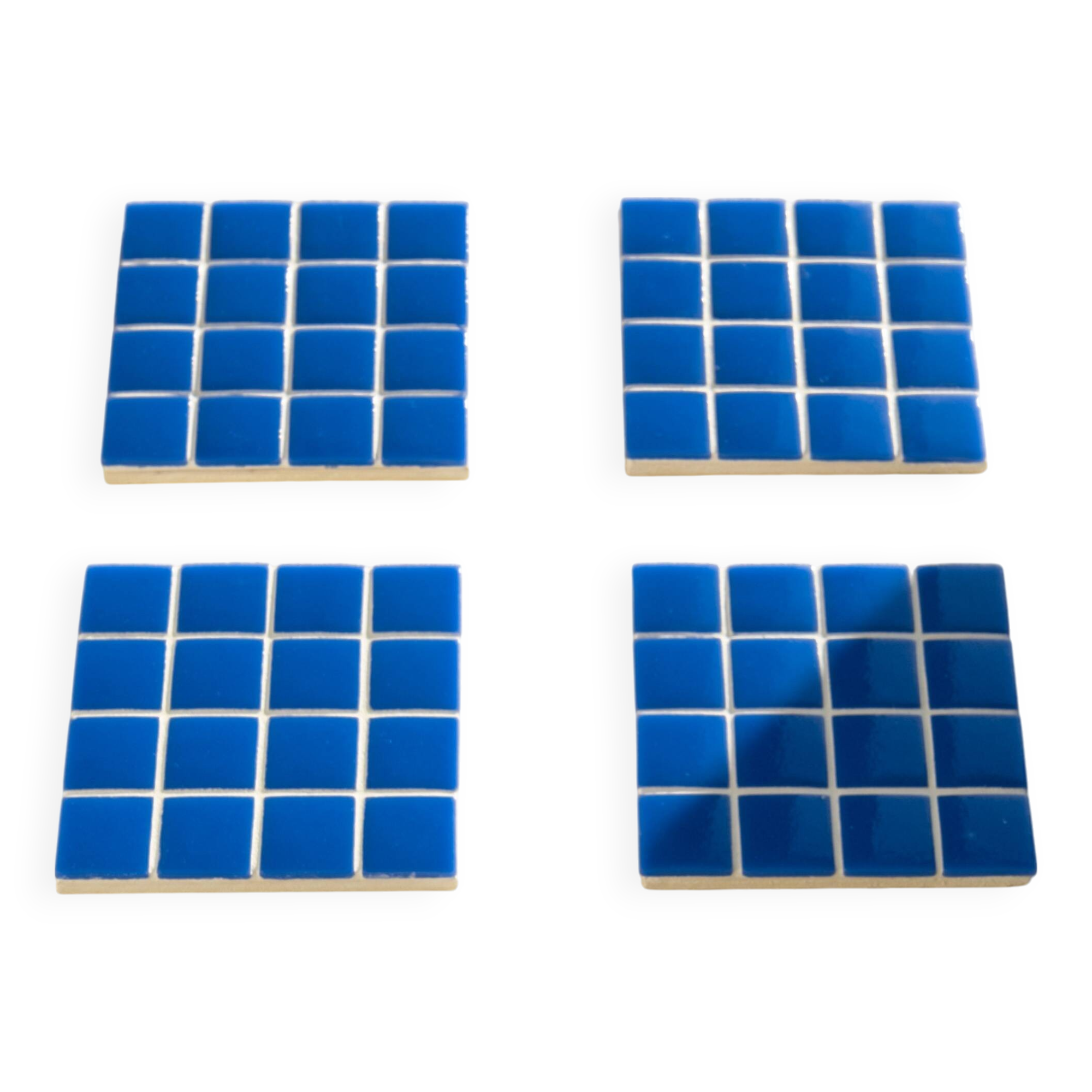 Coasters - Glass enamels - Mosaic - Handmade - Royal blue - Set of 4