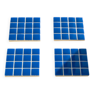 Coasters - Glass enamels - Mosaic - Handmade - Royal blue - Set of 4