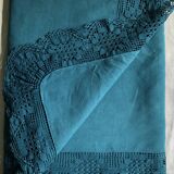 Old sheet in pure emerald green washed linen