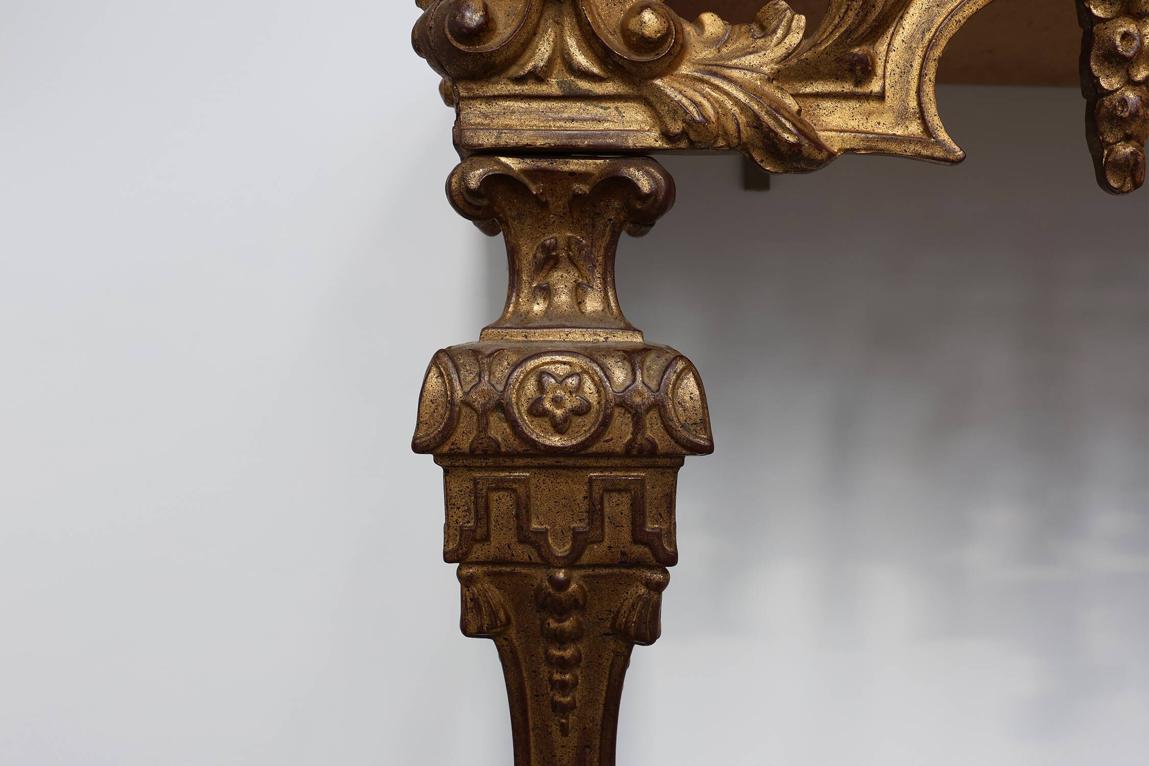 20th Century Italian Baroque style gilded and carved wall console