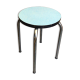 Round stool in blue formica