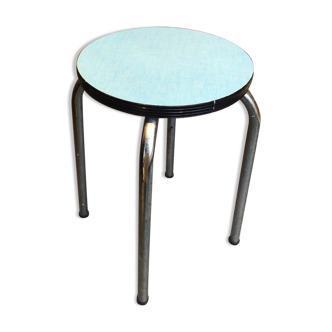 Round stool in blue formica