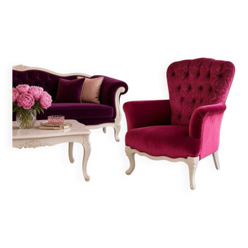 Vintage fuchsia baroque armchair / seat