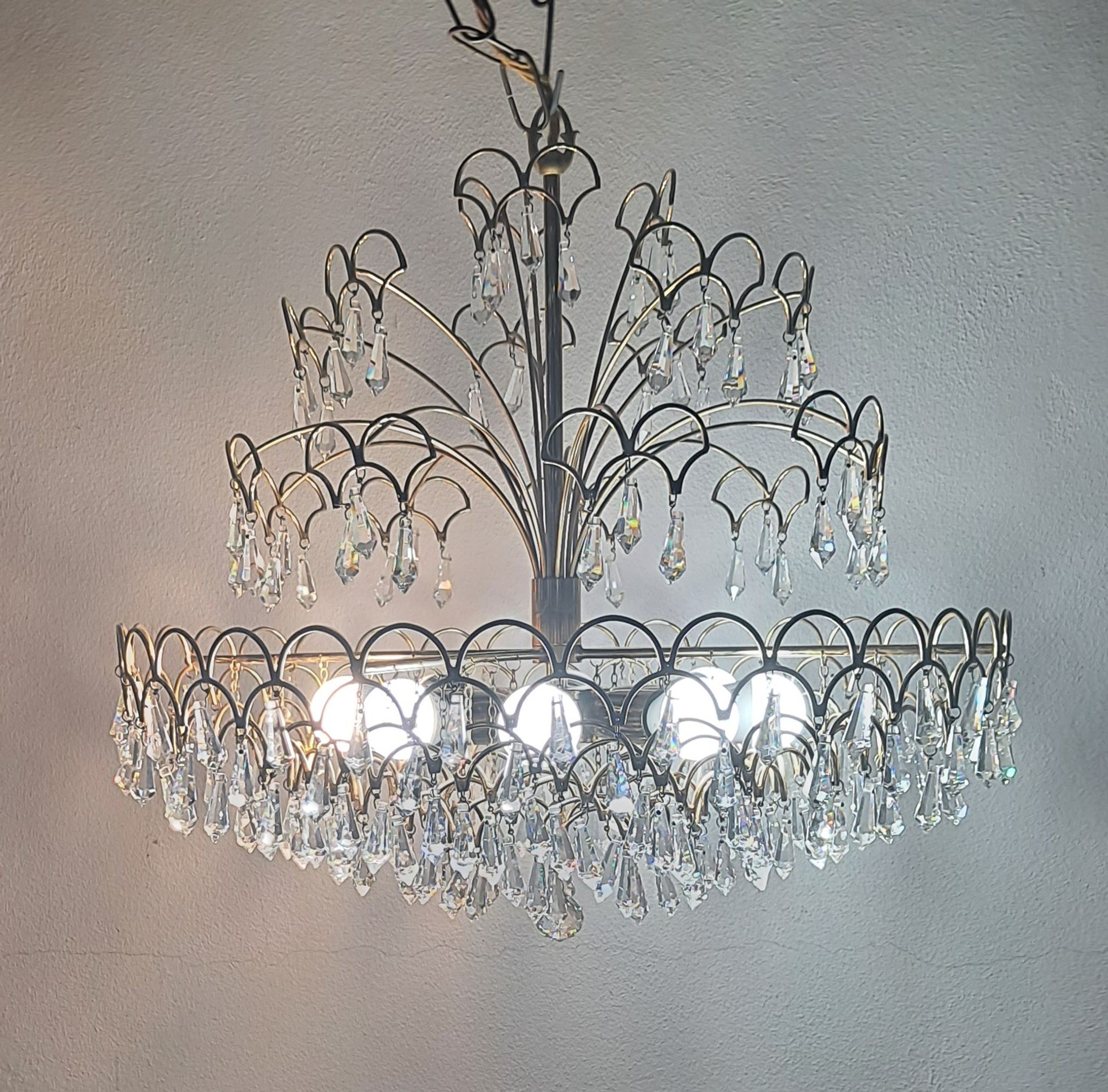 Lustre en cristal italien vintage 8 lumières