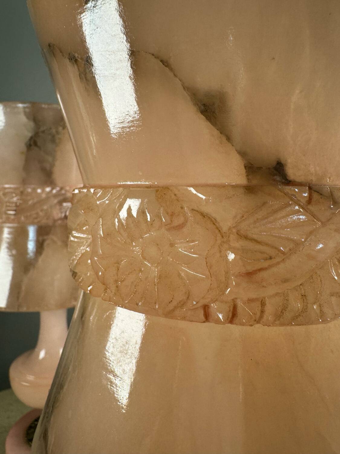 Lampes en albâtre rose années 60 (X2)