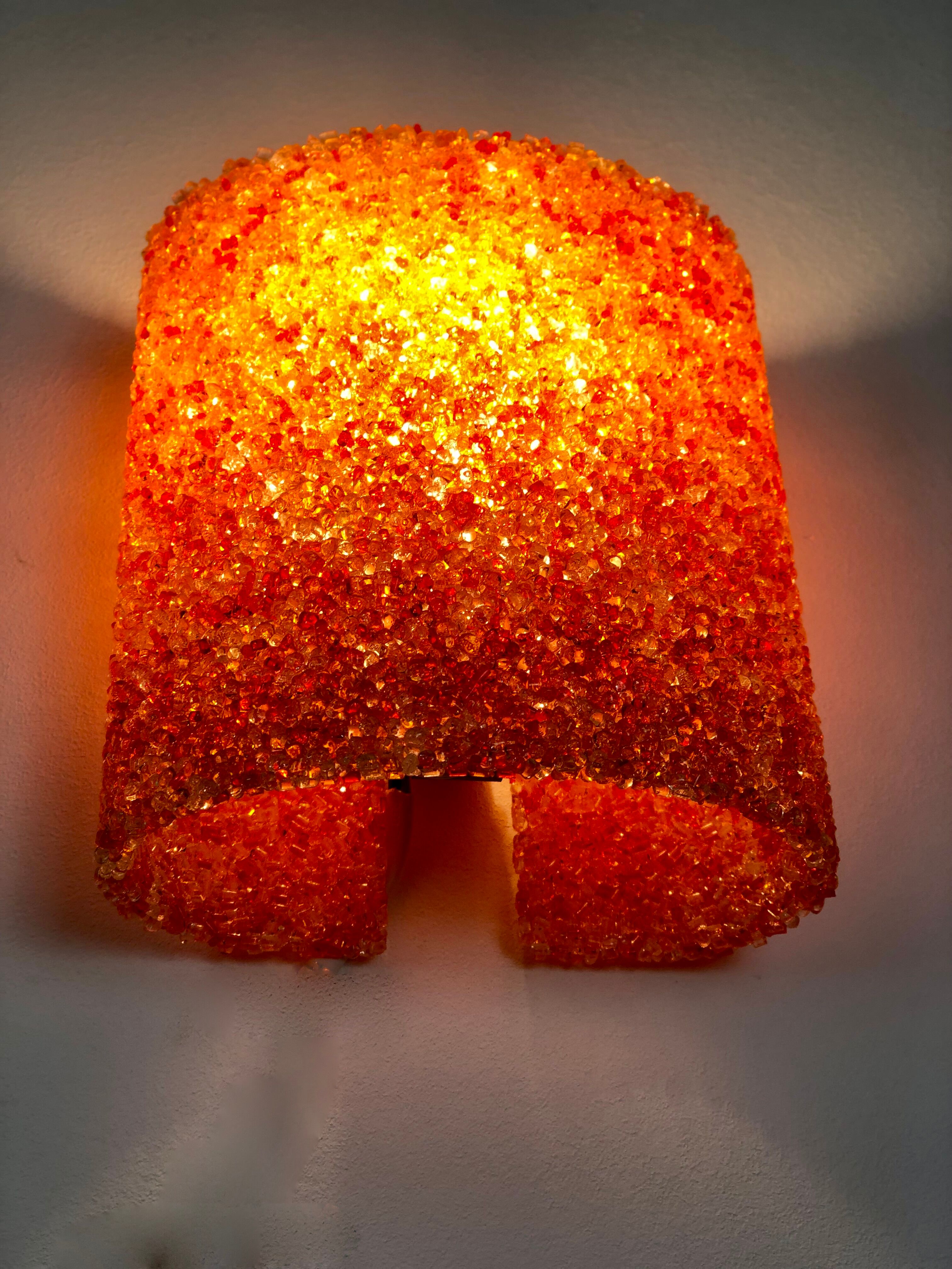 Wall lamps (the pair) in vintage orange Perspex 1960