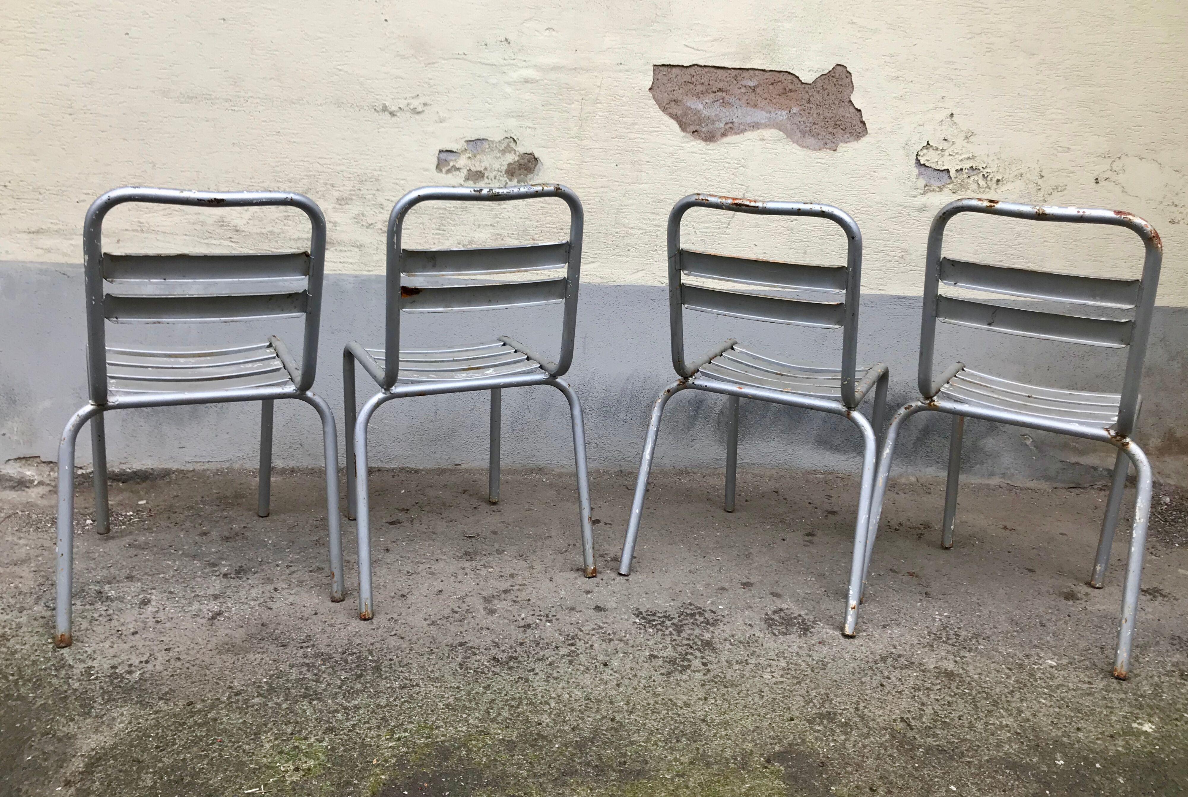 Série de 4 chaises bistrot Tolix modèle T2 bar café restaurant troquet