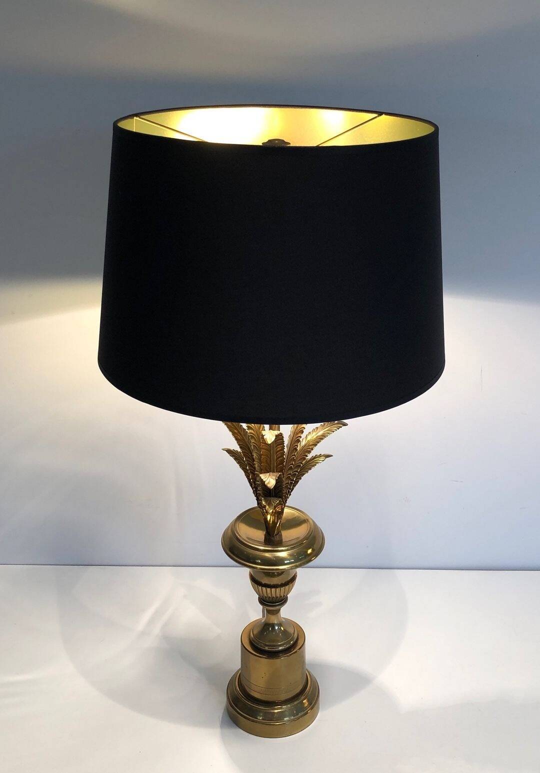 Palm Tree Table Lamp in Brass, Neoclassical Style, in the Taste of Maiso