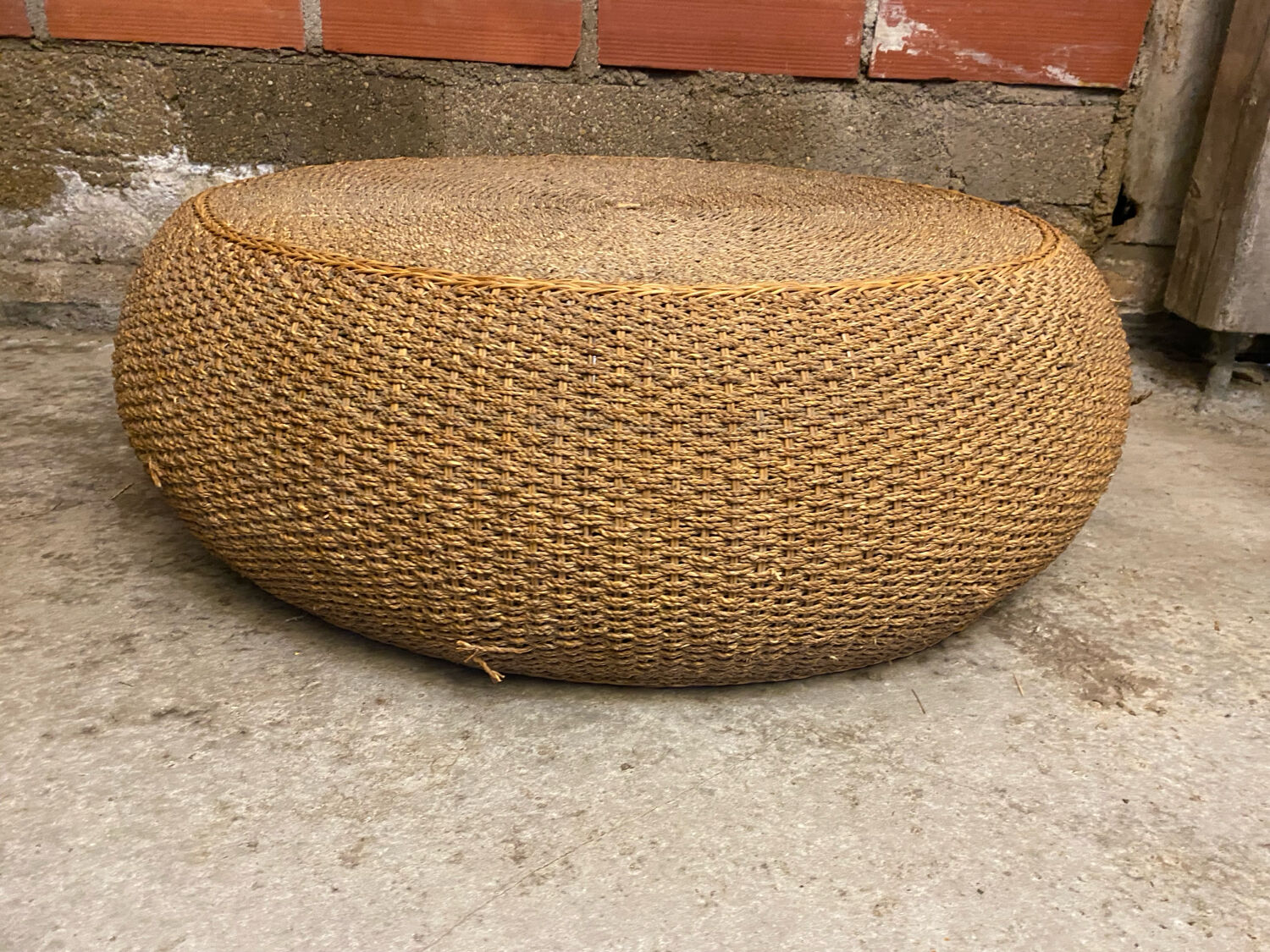 Vintage 1970s braided rope coffee table