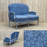 Louis XV style sofa from the 70s in beech and feather seat cushions