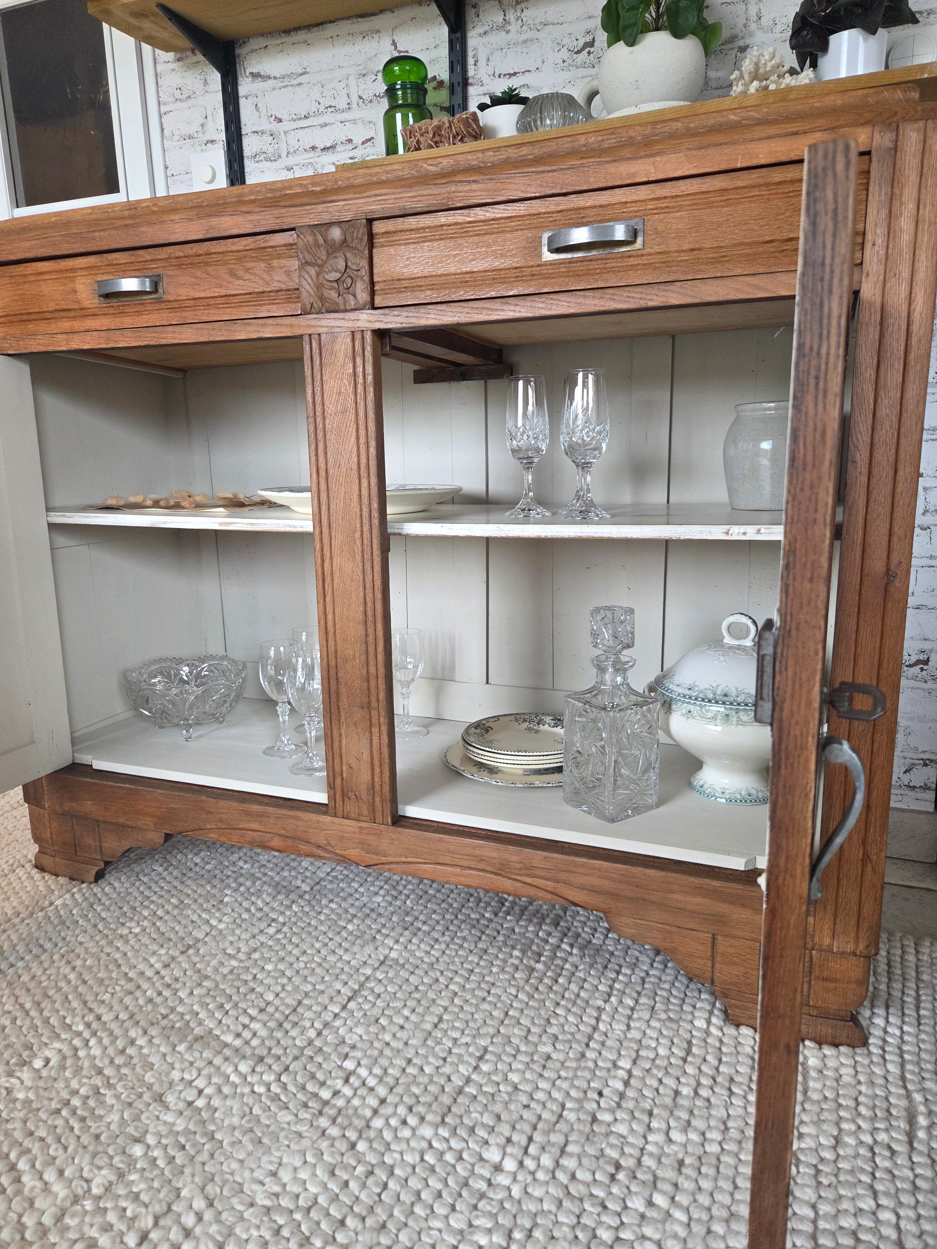 Antique Art Deco buffet in solid oak