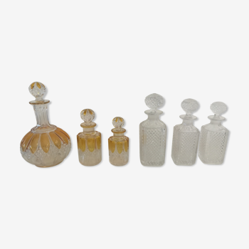 Set of 6 crystal perfume bottles