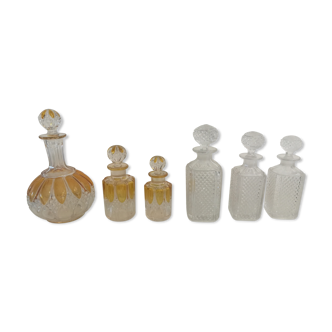Set of 6 crystal perfume bottles