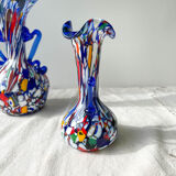 Blue glass vases by Murano Fratelli Toso made in Italy 1920