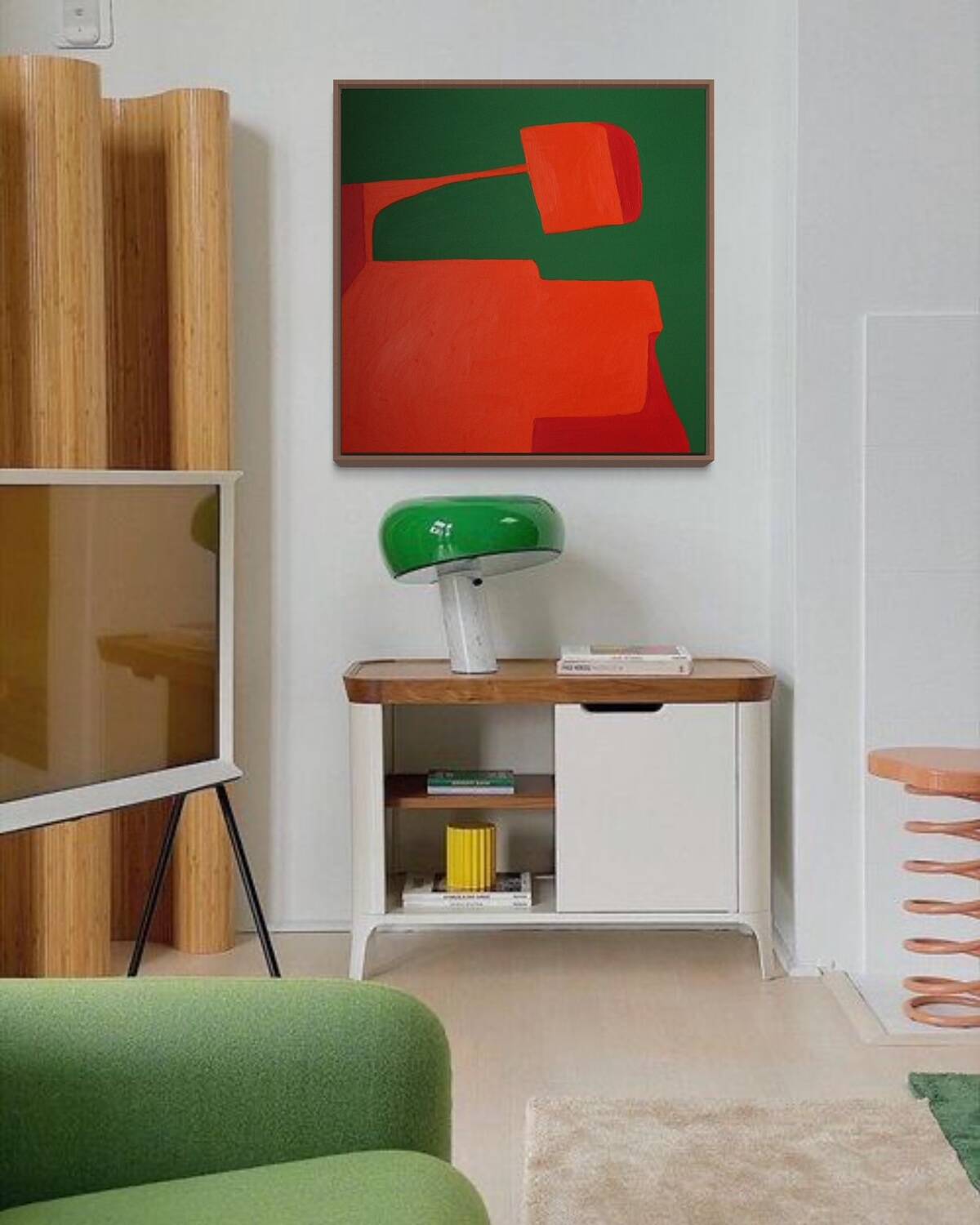 Peinture originale orange "équilibre" par Bodasca
