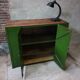 Vintage steel cupboard, shelf cupboard, kitchen island green