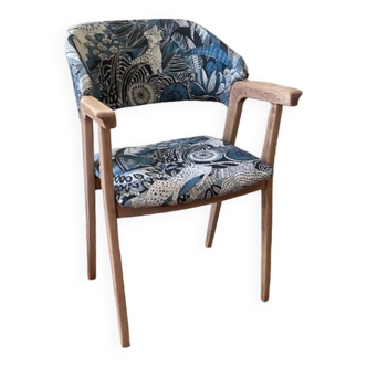 Blue Leopard Design Wood Chair