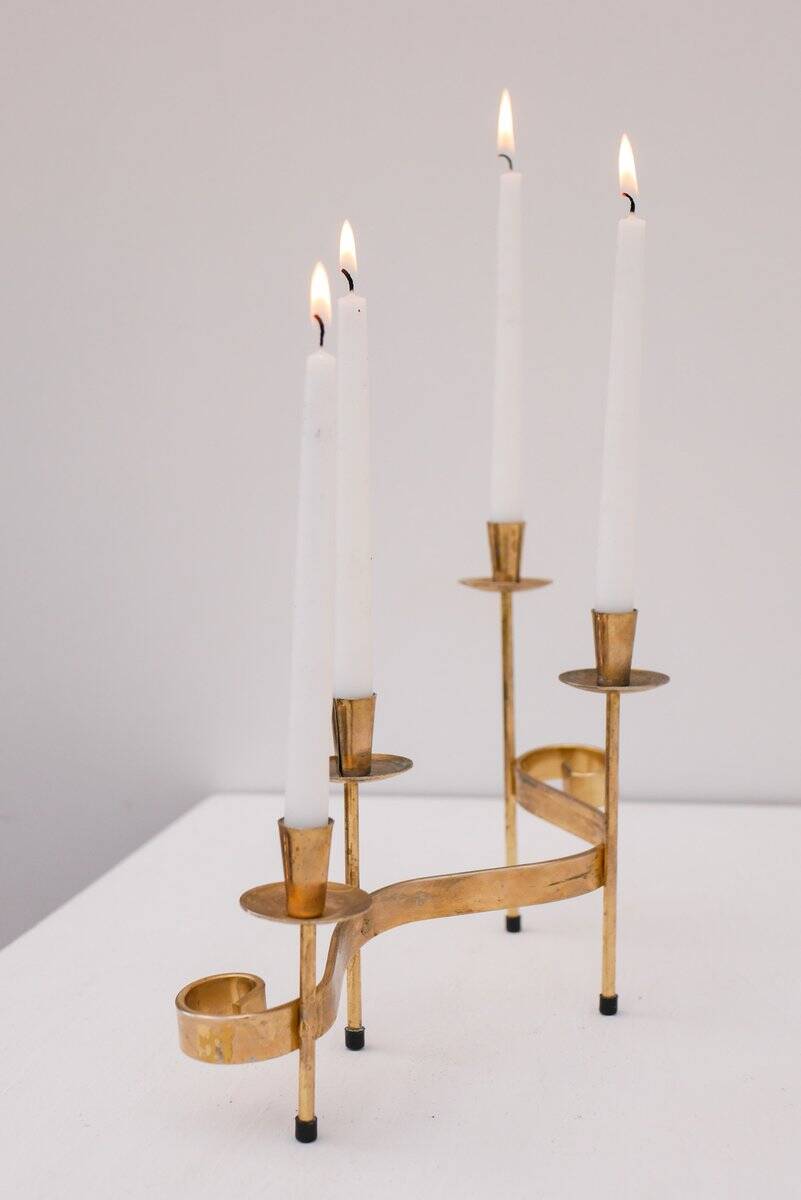 Mid-century modern metal candlesticks by Gunnar Ander for Ystad-Metall, Sweden, 1960s