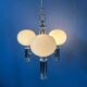 Mid-Century opaline glass chandelier with chrome structure