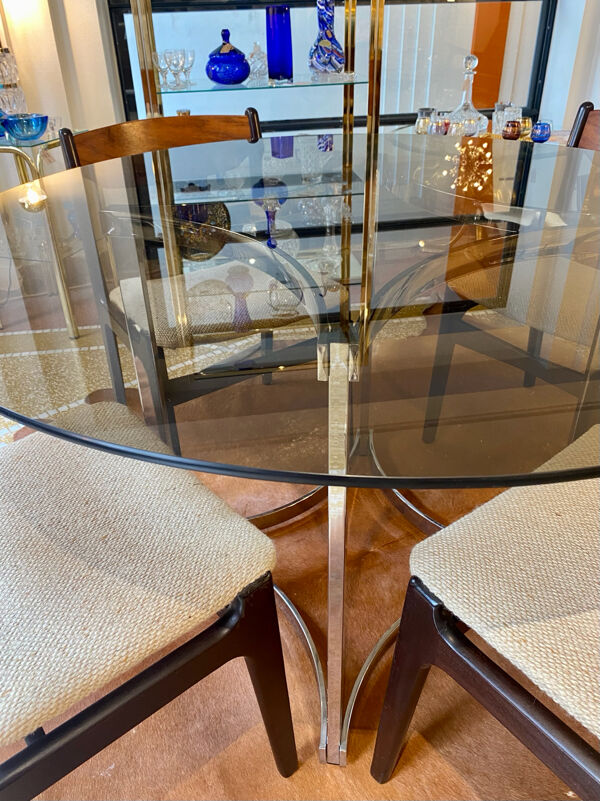 Table ronde en verre 1970