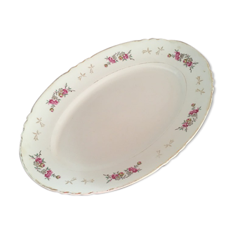 Plat ovale de service à la bordure fleurie