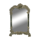Louis XV style table mirror silver bronze frame floral painting 24x39cm