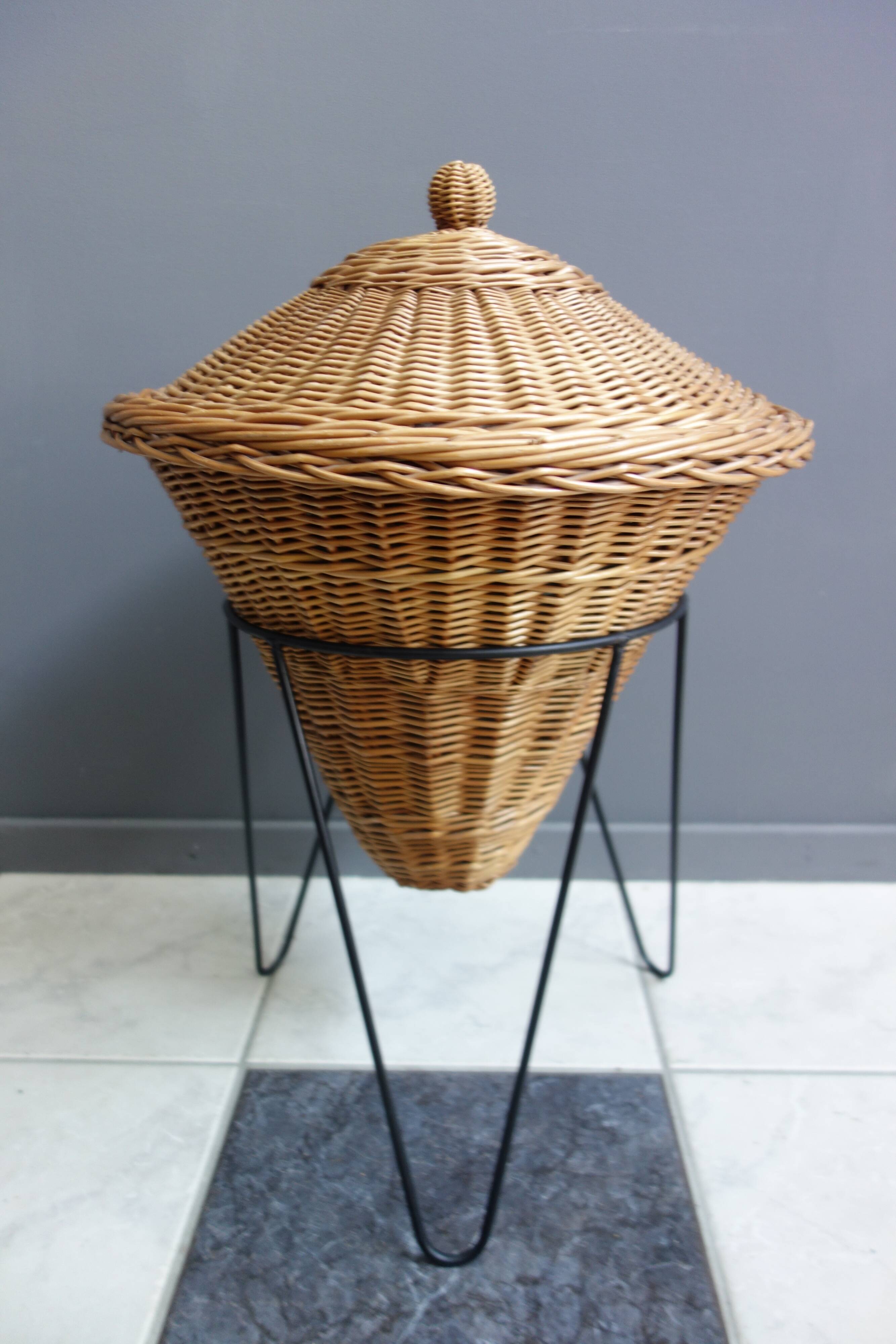 Rattan sewing basket 1950