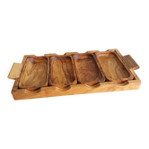 Olive wood aperitif platter and ramekins