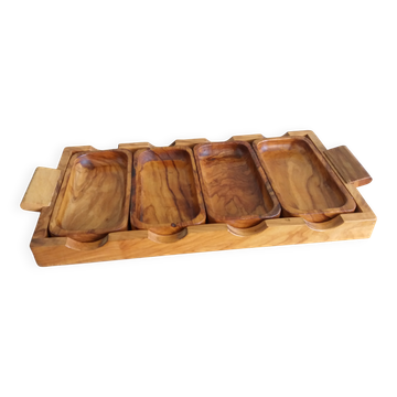 Plateau apéritif et ramequins en bois d’olivier