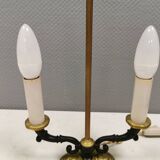 Very old Danish table lamp in brass and metal. 1930-1950s
