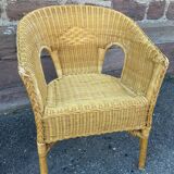 Vintage rattan gondola armchair 1980s