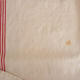 Old Lin towel, 4 red stripes, MG monogram, handmade