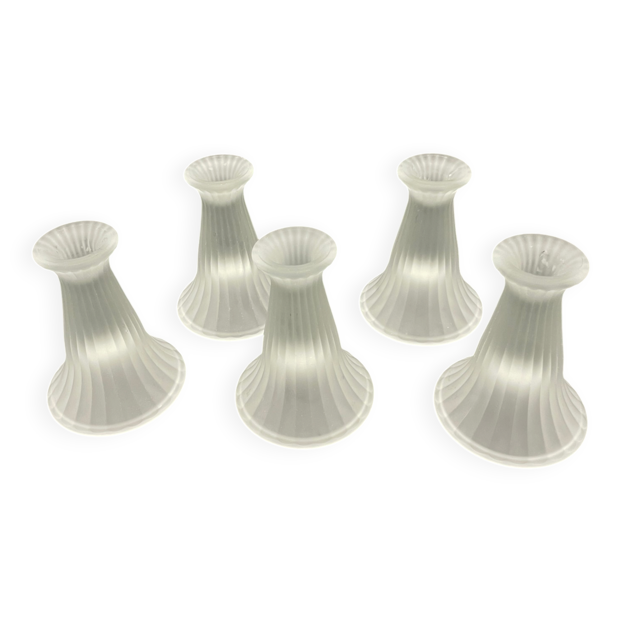 Ensemble de 5 bougeoirs réversibles en verre satiné