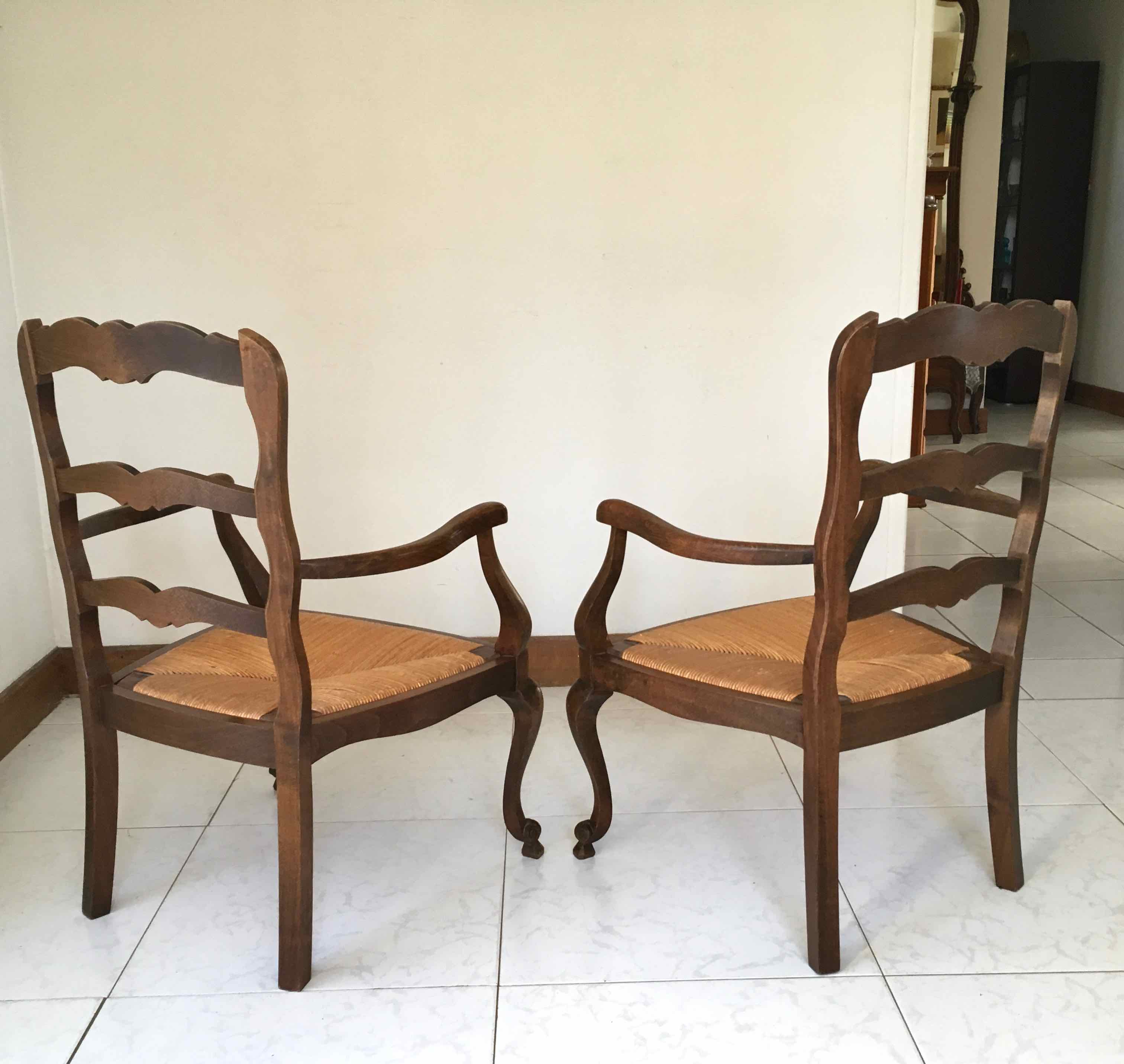 Pair of Provencal mulched armchairs Louis XV style