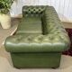 Chesterfield leather 3-seater sofa with mahogany legs - English craftsmanship