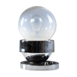 Vintage ball chrome table lamp with red light switch, 1960-1970