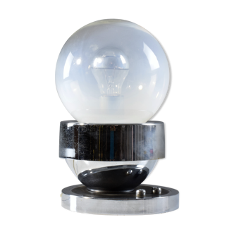 Vintage ball chrome table lamp with red light switch, 1960-1970