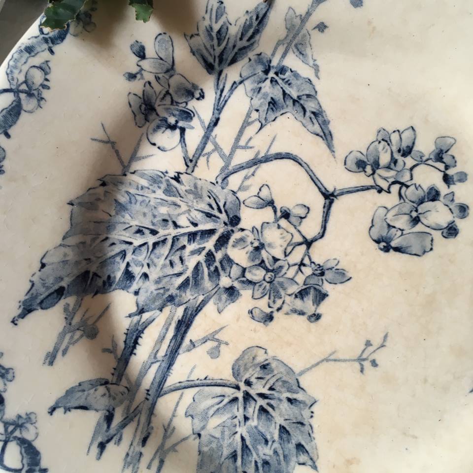 Six dinner plates don't match in red and blue